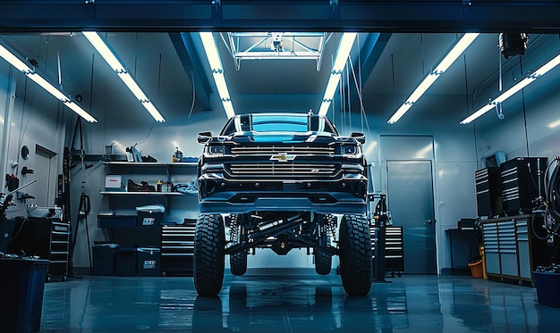 Moderný autoservis s profesionálnym vybavením, automotive, workshop, technology, professional